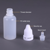 Flacon compte-gouttes médical en plastique LDPE en stock, pour colle liquide, à presser, capacités de 15 ml avec bouchon à vis hermétique