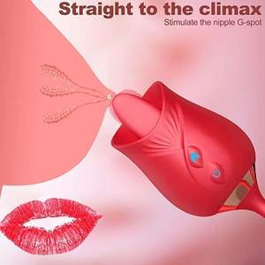 3-in-1 Rosen-<span class=keywords><strong>Vibrator</strong></span> für Frauen Zungen-Leck-Stimulator Klitoris-Stimulator Stoßender G-Punkt-Dildo Klitoris-Nippel-Lecker für Frauen - Product Image 4
