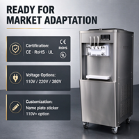Machine à glace commerciale OEM ODM pour cornets et coupes glacées, 3 saveurs, avec compresseur