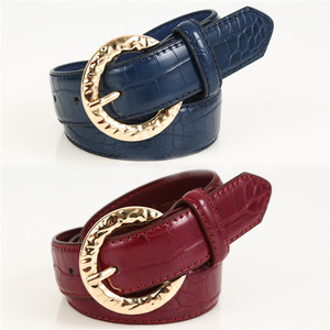 Cintos Casuais Elegantes e Confortáveis de Couro PU com Fivela Redonda de Liga para Mulheres, Acessório de Moda Popular por Atacado - Product Image 1