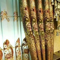 Rideaux Occultants Direct Usine Luxueux et Délicats Broderie Florale Dorée pour Villa