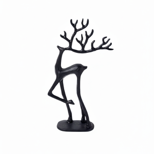 Statue de cerf en aluminium noir à forte vente, paire de rennes, ornement animal pour la décoration de la maison, figurines de salon, sculptures décoratives - Product Image 1