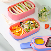 Lonchera Aislada Apta para Alimentos con Tapa de Plástico, 3 Compartimentos y Gran Capacidad - Portátil para la Escuela, el Trabajo y el Picnic