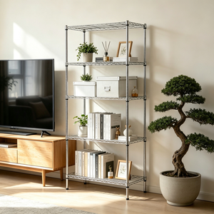 5-tier chrome assembler étagères en treillis métallique pour le stockage - Product Image 5