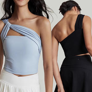 Top Sportivo Monospalla Sexy da Donna con Imbottitura Push-up, Reggiseno da Yoga ad Alto Supporto, Canotta da Donna ad Asciugatura Rapida - Product Image 1