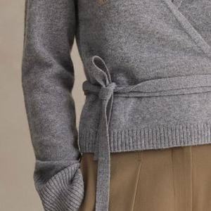 <span class=keywords><strong>Cardigan</strong></span> da donna in pura lana lavorato a maglia abbigliamento invernale con <span class=keywords><strong>cintura</strong></span> girocollo caldo accessorio invernale - Product Image 4