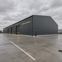 Entrepôt en structure métallique industrielle, plusieurs baies de chargement, atelier métallique résistant aux intempéries, bâtiment de distribution logistique