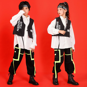 <span class=keywords><strong>Pantaloni</strong></span> camicia da ballo Jazz per bambini gilet Costume Cool Performance Set ragazzi Hop ragazze - Product Image 1