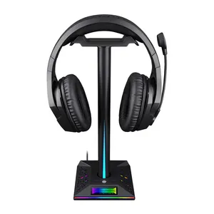 בסיטונאות ראש סט תצוגת stand-RGB צבע שולחן משחקי אוזניות אוזניות מחזיק קולב אוזניות Stand עם USB Hub