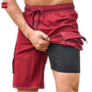 Summer <b>Men</b> Jogger Solid Color Beach Shorts Casual Comfort Outdoor Shorts <b>Men'S</b> Swimming <b>Trunks</b> Board Shorts With Liner - Product Image 3