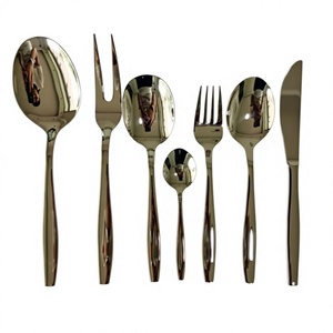 Juego de cubiertos de acero inoxidable de alta calidad con acabado espejo, 7 piezas, para suministros de restaurante, diseño moderno, personalizable. - Product Image 1