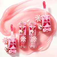 SIYPING Porte-clés Fleur Clochette Brillant à Lèvres Scintillant Hydratant Non Collant Maquillage Huile à Lèvres Brillante Portable pour la Beauté Quotidienne