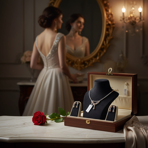 Ensemble de collier élégant et exquis en or rose et blanc avec diamants Bijoux de qualité supérieure - Product Image 3