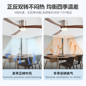 Ceiling Fan Light With Led Integrated Fan And Light For Living Room And Dining Room Fixed Blade Frequency Conversion 6 Speed - Product Image 5