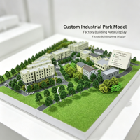 Maquette de parc industriel avec bâtiments d'usine, immeubles de bureaux, routes, ceinture verte, arbres et lampadaires
