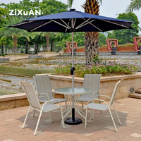 Table de jardin avec parapluie pliable, mobilier d'extérieur, ombrelle de plage, soleil
