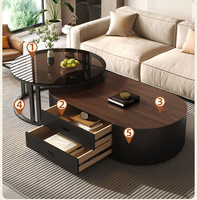Table basse relevable multifonctionnelle moderne avec rangement durable en bois de noyer, mobilier de salon au design personnalisable