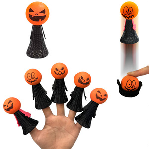 9 CM Enfants Nouveauté Gag Jouets Gadgets Soulagement Du Stress Fidget Squeeze Spring Finger Doll <span class=keywords><strong>EVA</strong></span> Jumping Bounce Elf pour Halloween Party - Product Image 1