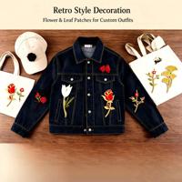 Lot de fleurs à bord doré, patchs thermocollants pour vêtements, chapeaux, sacs, chaussettes, appliques décoratives pour uniformes, bricolage et personnalisation
