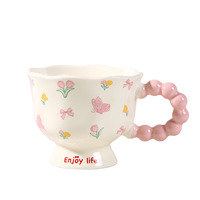 Mug en céramique au design floral créatif, tasse à eau moderne de haute qualité, cadeaux d'affaires pour l'anniversaire des filles, tasse à café souvenir