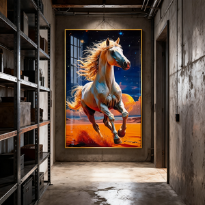 Bán buôn ngựa trắng trang trí nội thất sang trọng động vật sơn wallart livingroom khách sạn Led pha lê sứ sơn - Product Image 2