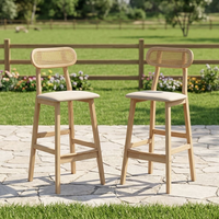Tabouret de bar minimaliste moderne, chaise de comptoir avec cadre en bois massif et coussin rembourré pour la maison, le restaurant, le café