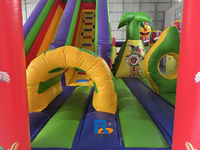 Toboggan Gonflable Commercial Personnalisé à Thème Dessin Animé avec Château Gonflable et Toboggan Sec pour Enfants, Idéal pour la Location en Extérieur