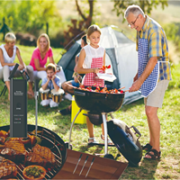 Termometer BBQ, pengukur suhu daging Digital cerdas dapur, satu Pin tahan air logam tanpa kabel
