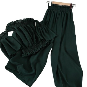 Vendita calda in tinta unita <span class=keywords><strong>abbigliamento</strong></span> da donna con spalline larghe Set due pezzi Set <span class=keywords><strong>abbigliamento</strong></span> donna <span class=keywords><strong>Casual</strong></span> 2 pezzi Set donna - Product Image 4