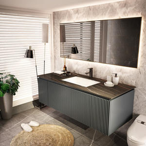 Mueble de Baño Moderno de Lujo en Madera Maciza Lacada con Lavabo de Cerámica, Espejo Inteligente, Combinación de Espejo y Mueble - Product Image 3