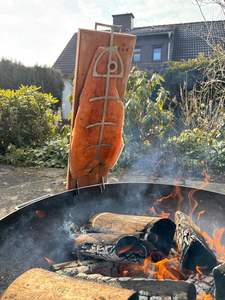 Accessoires pour grillades de saumon : Planche et plateau en bois avec planches de cèdre pour barbecue, planche <span class=keywords><strong>à</strong></span> saumon légère en bambou et charbon de bois pour barbecue - Product Image 5