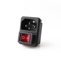 Prise d'alimentation industrielle mâle LZ-14-2F-RS avec interrupteur à bascule et fusible, module 3 broches IEC320 C14, 110-250V 10-15A