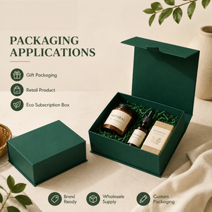 Boîtes cadeaux rigides écologiques personnalisées pour bougies, en papier d'art, forme carrée, avec poignée, impression quadricolore et gaufrage - Product Image 3