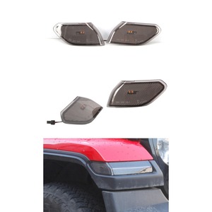 Para Jeep Wrangler JL 2018-2020, Luz de Señal de Giro para el Borde del Guardabarros, Carcasa Transparente Negra Ahumada, Modificación - Product Image 1