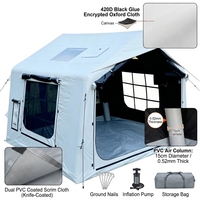 Tenda Kabin Camping Portabel Tiup 300x265x210cm Kain Oxford Berlapis Hitam 420D Terpal PVC Ganda Tahan Air Empat Musim