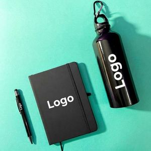 Ensemble Cadeau Promotionnel Premium pour Entreprises – Bouteille Isotherme Noire, Carnet et Stylo – Pack de Marchandises Personnalisables pour Branding d'Entreprise - Product Image 1