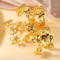 Bracelet jonc Meetyoo tendance de haute qualité plaqué or 18 carats PVD, motif fleur irrégulière et cœur, étanche, cadeau pour femme