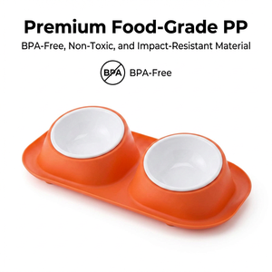 1. Comedero Doble de Melamina/Cerámica de Lujo para Mascotas, Antideslizante, de Alto Brillo, Elegante Comedero Doble de Melamina para Gatos - Product Image 4