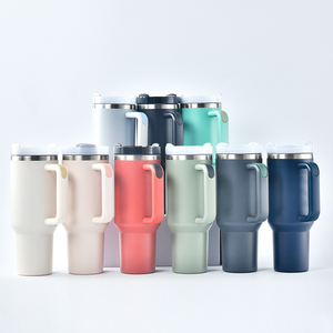 US Warehouse 40 oz Sublimation Blanks <b>Double</b> <b>Wall</b> Vacuum Insulated Stainless Steel Travel Tumbler Handle Lid - Product Image 1