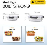Lot de 10 contenants en verre pour la préparation des repas avec couvercles hermétiques, réutilisables, anti-fuite, compatibles micro-ondes et lave-vaisselle