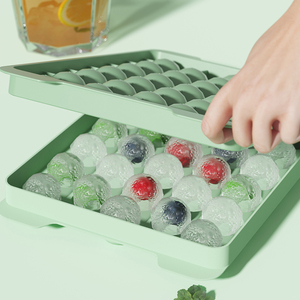 <span class=keywords><strong>Mini</strong></span> bandeja redonda de plástico sin BPA para cubitos de hielo, molde para Hacer bolas de hielo con tapa, función sostenible para helados - Product Image 3