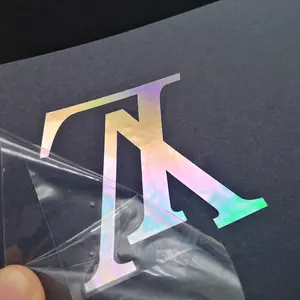 Custom Logo Printing Roll holographic cute Transparent thank you Labels Clear Waterproof Vinyl Die Cut PVC hologram Sticker