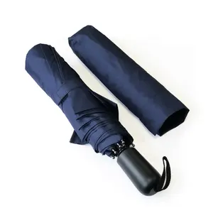Extra Grote 25 Inch Blauwe Groothandel Bulk Promotionele Regen Innovatieve Winddichte 3-voudige Handmatige Paraplu Met Displaydoos