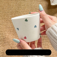 Mug en céramique INS simple, peint à la main, en forme de cœur, avec poignée, pour le petit-déjeuner, le lait ou le café