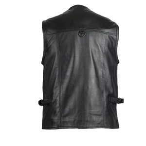 Veste en cuir respirante d'hiver pour hommes, vente en gros, personnalisable, grande taille, col rond, veste de moto - Product Image 3