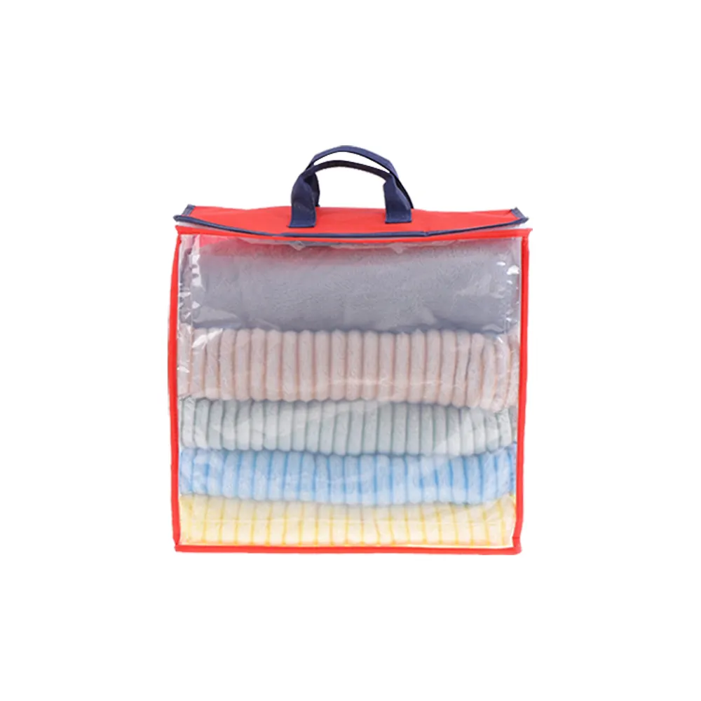 जिपर पोर्टेबल Foldable आयोजक दिलासा कंबल गैर बुना कपड़े के लिए कपड़े भंडारण बैग पीवीसी स्पष्ट खिड़की निविड़ अंधकार धूल