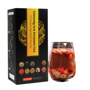 Teh Herbal Ginseng Cina Campuran Premium Organik 260g, Teh Kesehatan Alami Kering Beraroma Lezat, untuk Pria & Wanita, Kemasan Kotak - Product Image 1