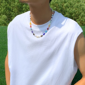 Collar de cuentas de colores al por mayor para hombres y mujeres gargantilla de perlas de imitación hecha a mano con cuentas de flores de cristal joyería de verano de moda - Product Image 2