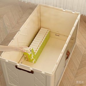 Collapsible PP <b>Plastic</b> Clothing Storage Bins <b>Lids</b> Wheels Folding Stackable 35L Capacity Modern Closet Organizer for Home Use - Product Image 2