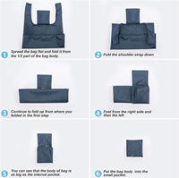 Promotion Eco Protection Supermarché Shopping Stockage Grande Capacité Pliable Portable Solide Couleur Nylon Sac Fourre-Tout